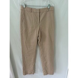 J.Crew Kallie Pant Womens 8T Tan Khaki Linen Blend High Rise Tailored Trousers